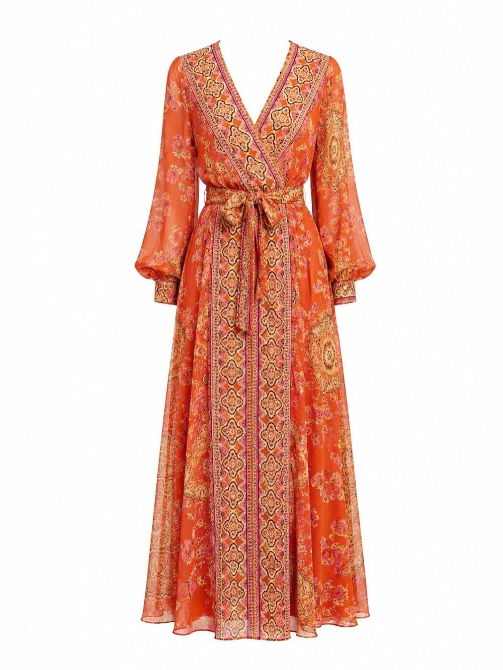 SPY ZONE Bohemian Long Sleeve Maxi Dress in the color Rust New w/tags Size Large - Picture 3 of 4